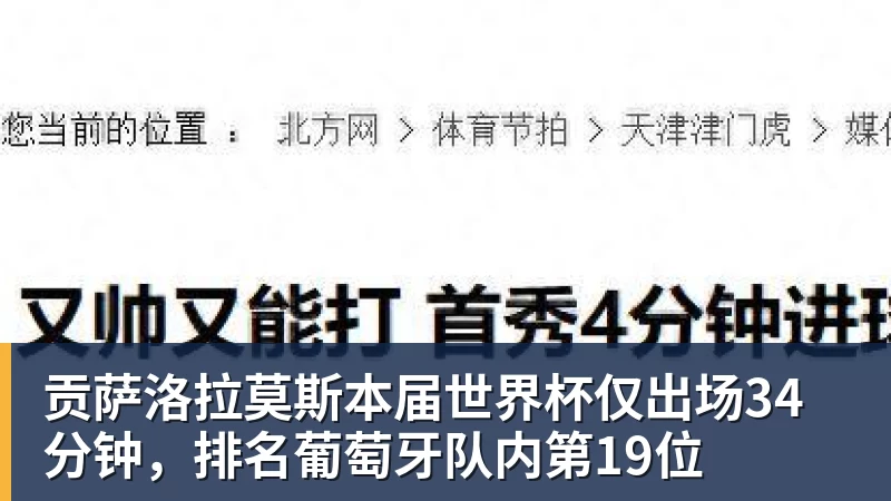 贡萨洛拉莫斯本届世界杯仅出场34分钟，排名葡萄牙队内第19位